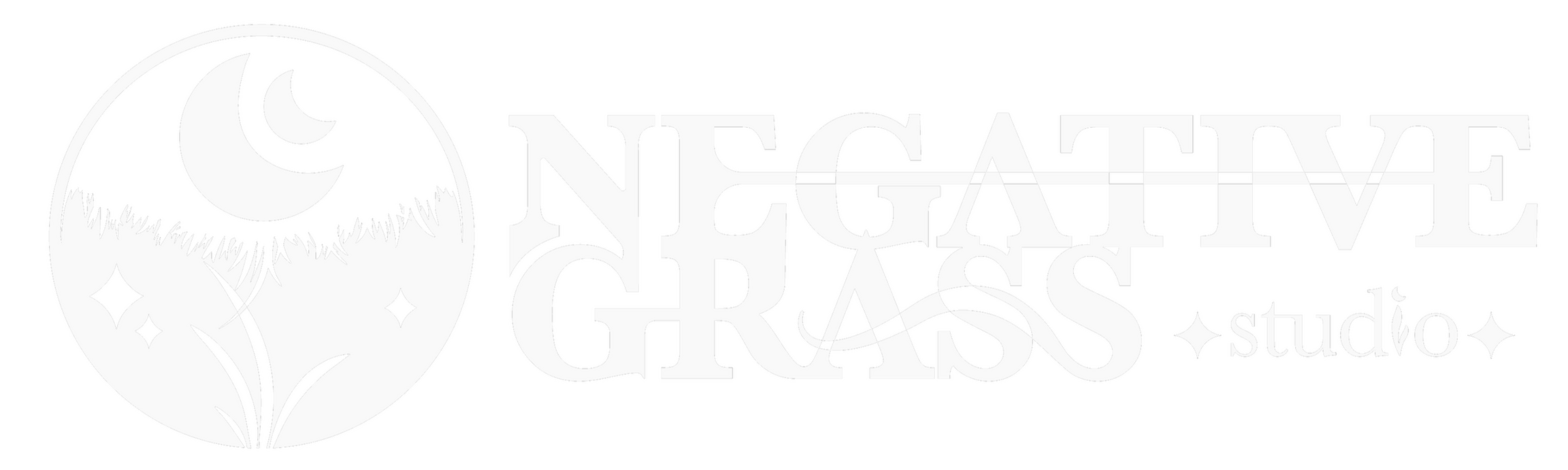 The negative grass logo, depicting 2 moons over some upside down grass, a starry sky, and some intersecting grass blades. The graphic inverts over the intersection.